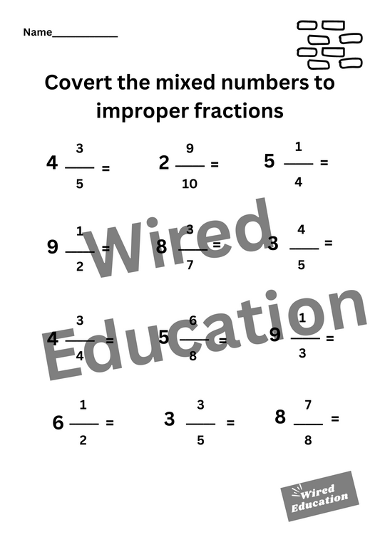 Converting mixed numbers to improper fractions