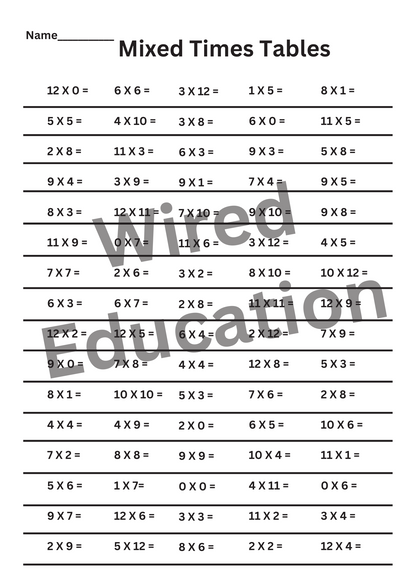 Mixed times tables