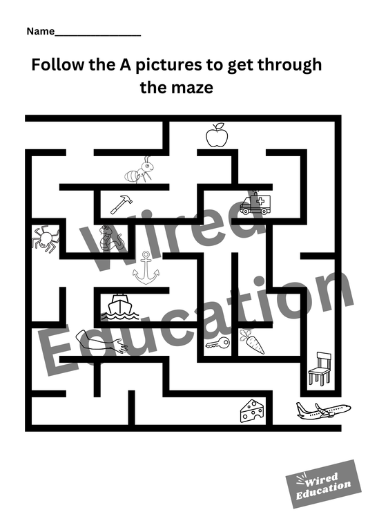 Letter A maze