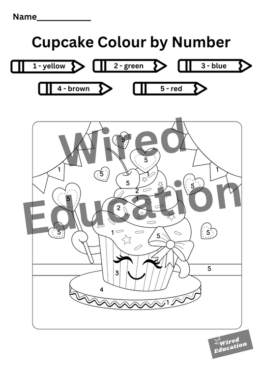 Cupcake Colour by Number (to 5)
