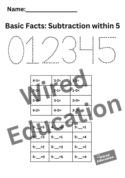 Basic Facts (Subtraction within 5)