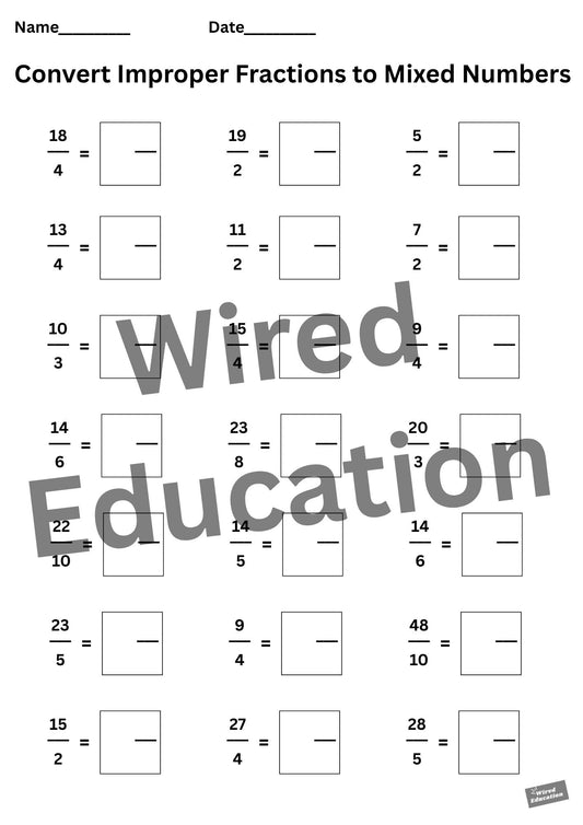 Converting improper fractions to mixed fractions