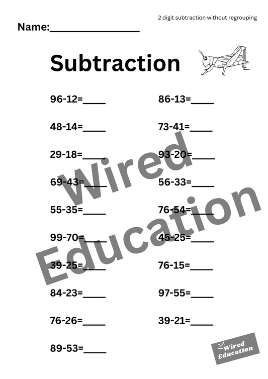 Subtraction (2 digit with no regroupings)