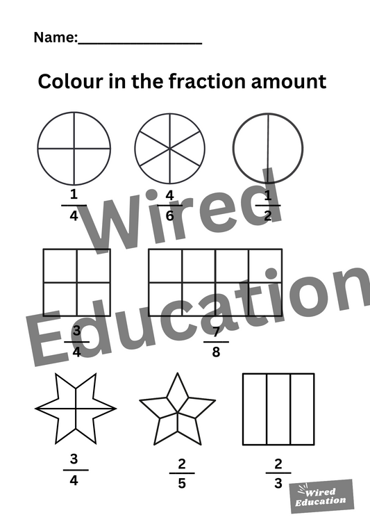 Colour in the fraction amount