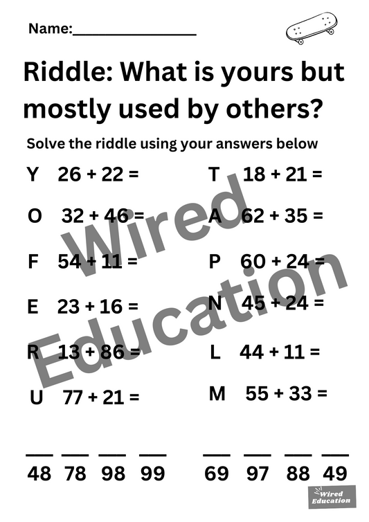Riddle (2 digit addition with no regroupings)