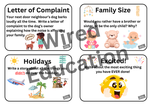 Writing Cards Set A