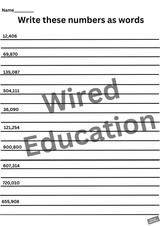 Write these numbers as words