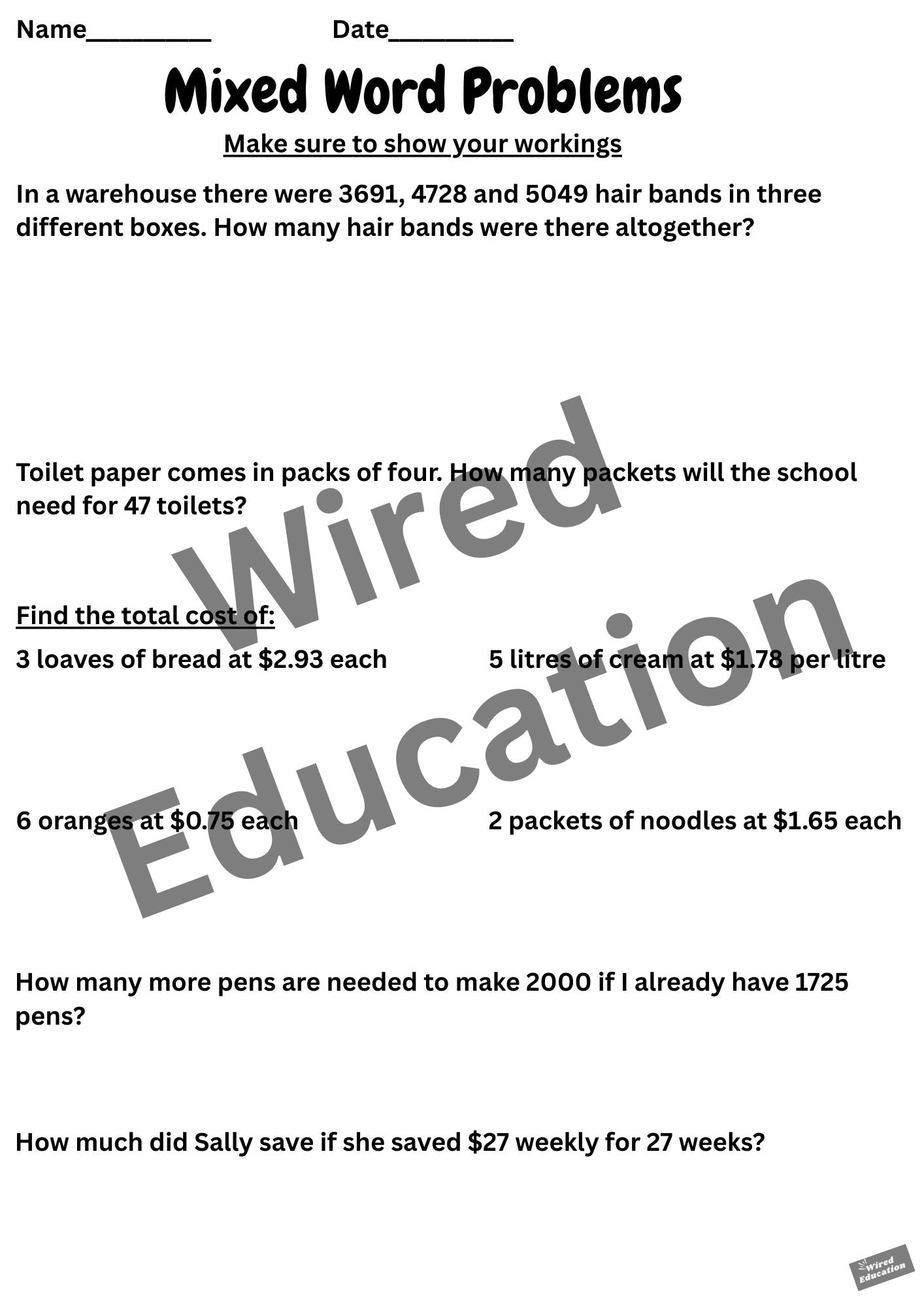 Mixed word problems