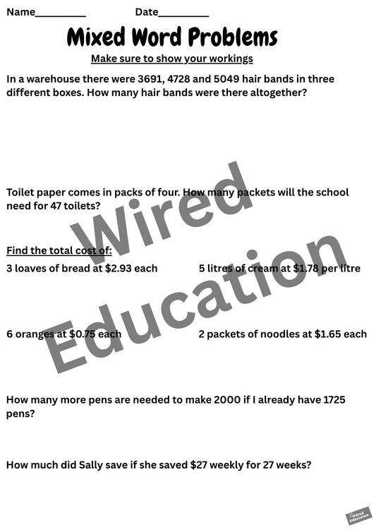 Mixed word problems
