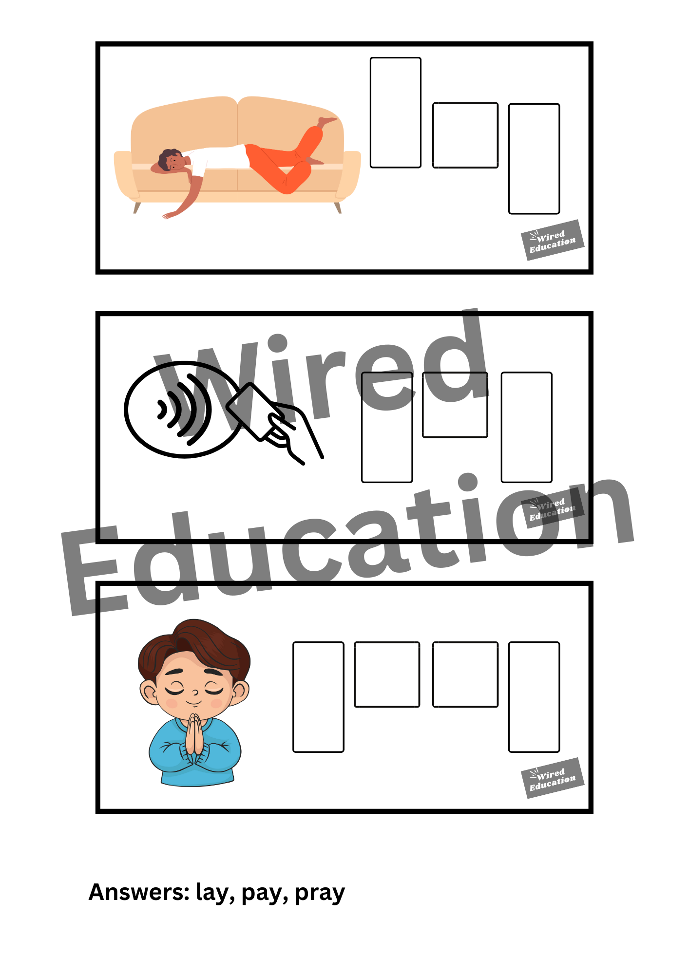 Spelling with sounds ay words