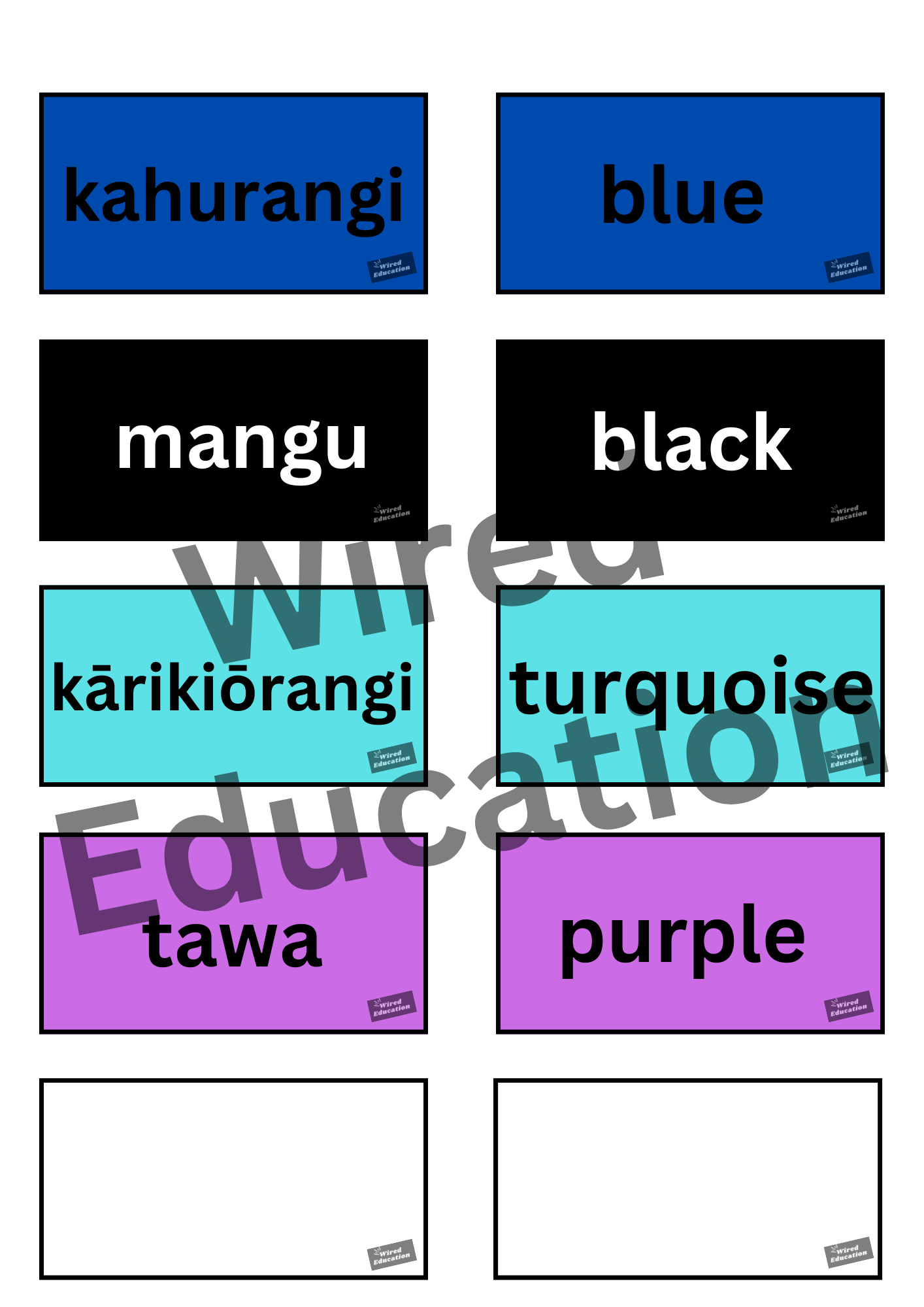 Simple Colour flash cards