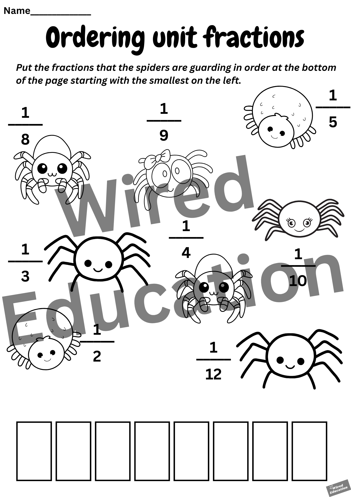 Ordering fractions spiders