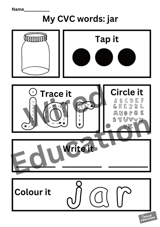 My CVC words- jar