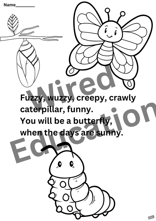 Poem: Fuzzy wuzzy caterpillar worksheet