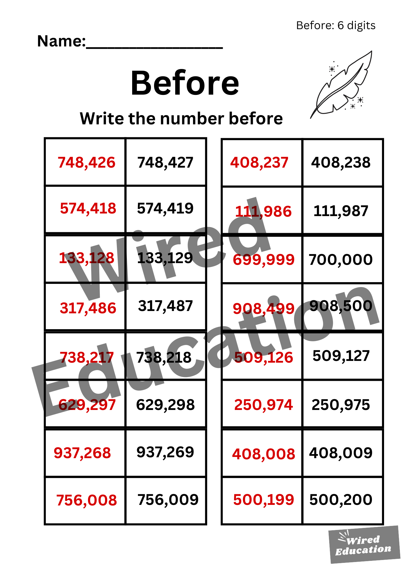 Numbers Before (6 digits)