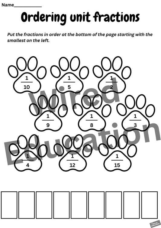 Ordering fractions paws