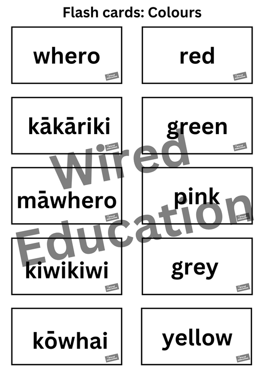 Black/White simple colour flash cards
