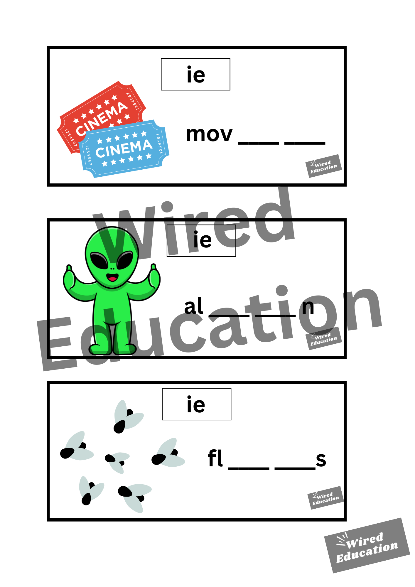 ie flash cards (ie sound only)