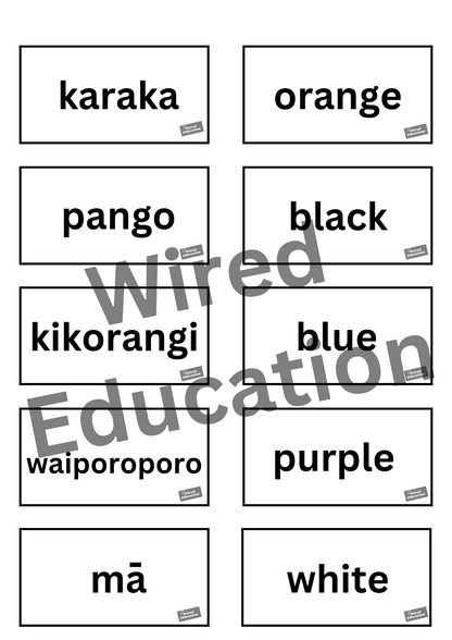 Black/White simple colour flash cards
