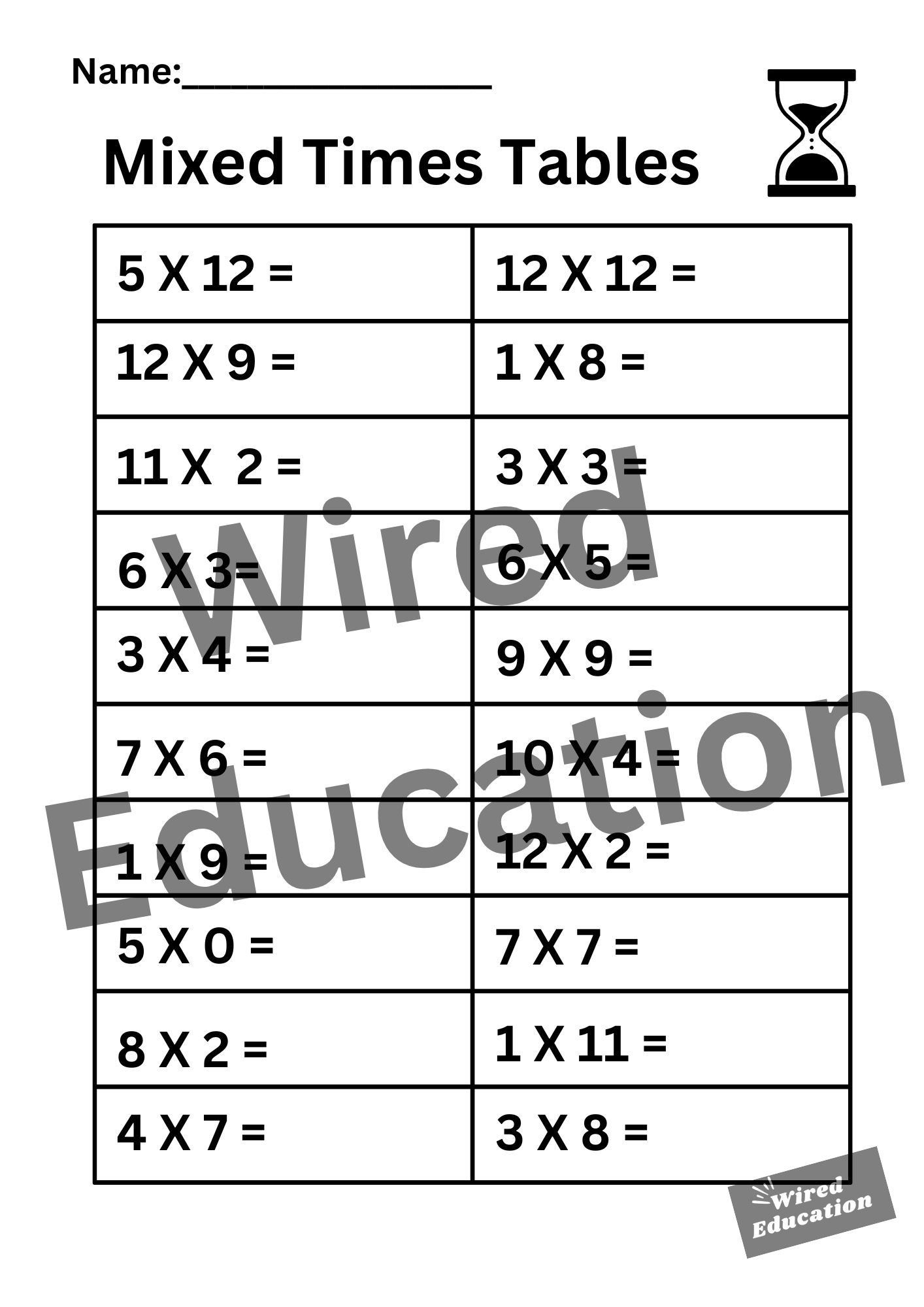 Large Mixed Times Tables