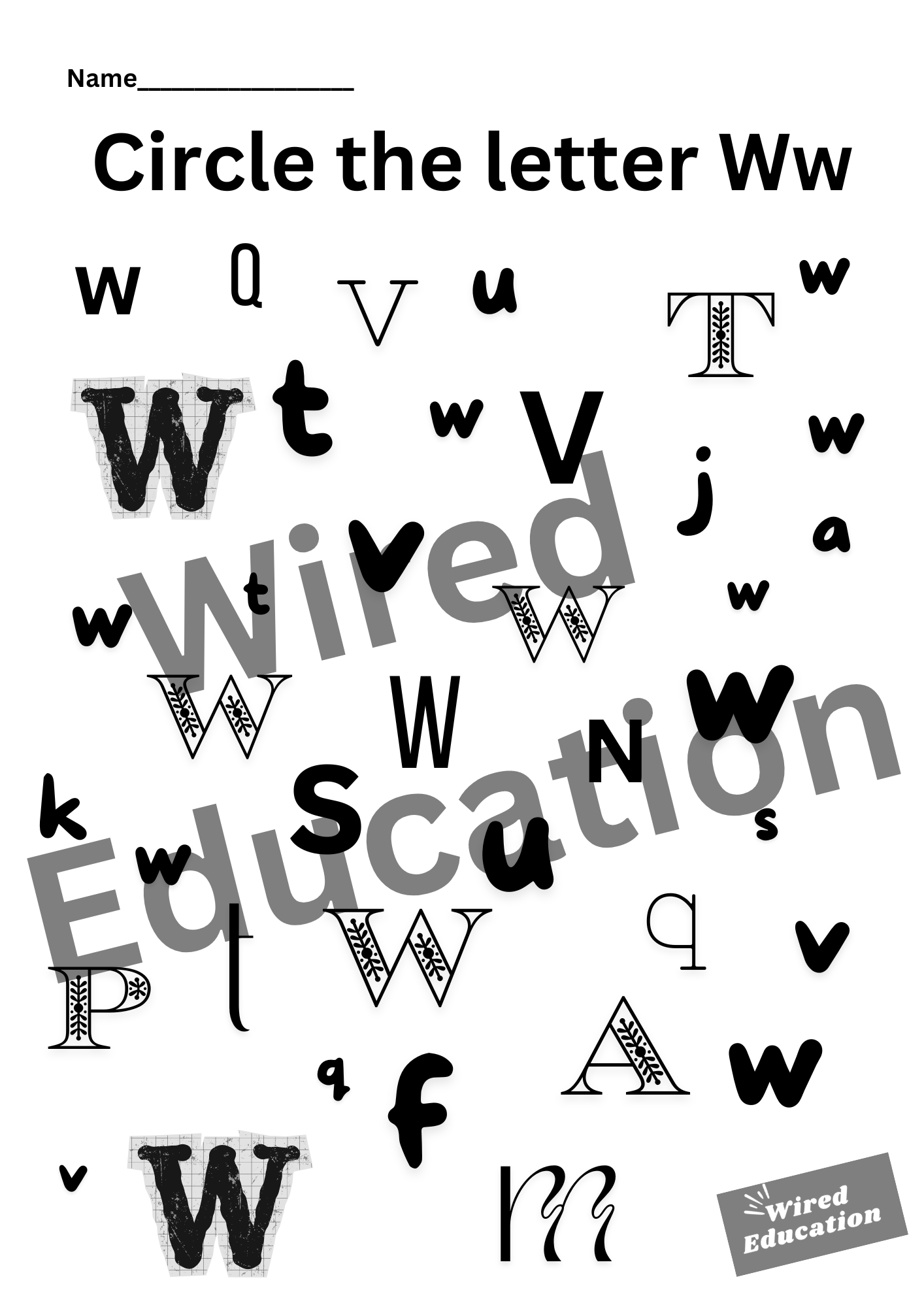 Circle the letter W