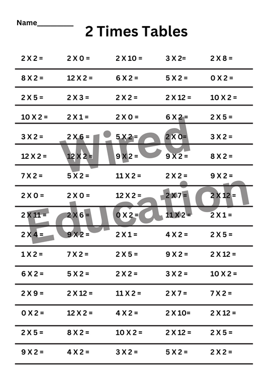 2 Times Tables