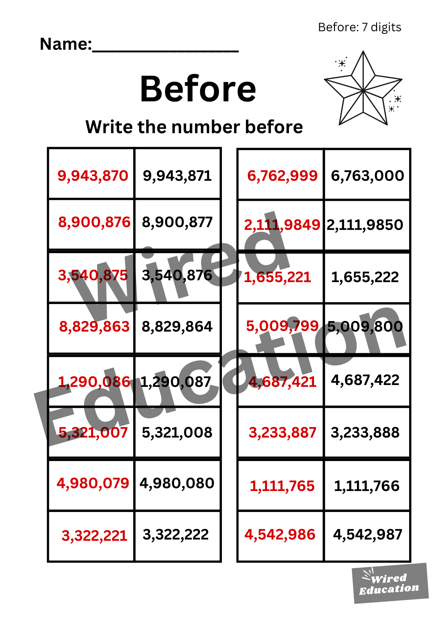 Numbers Before (7 digits)