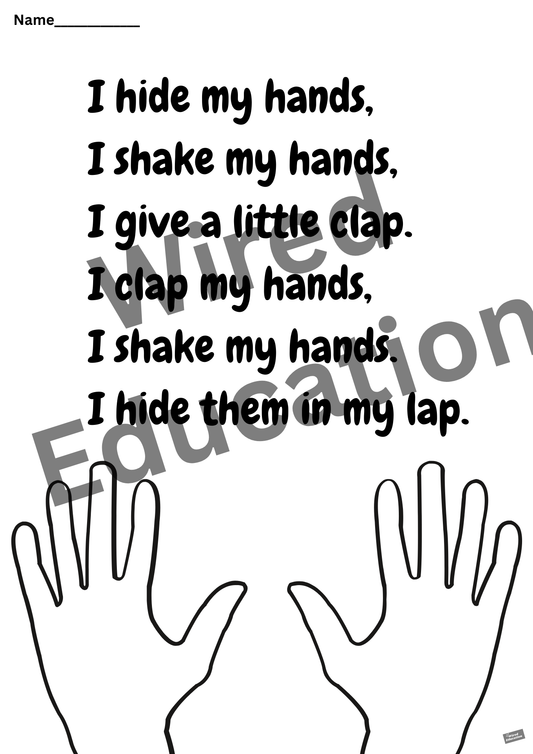 Poem: I hide my hands worksheet