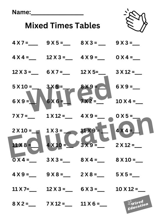 Mixed Times Tables