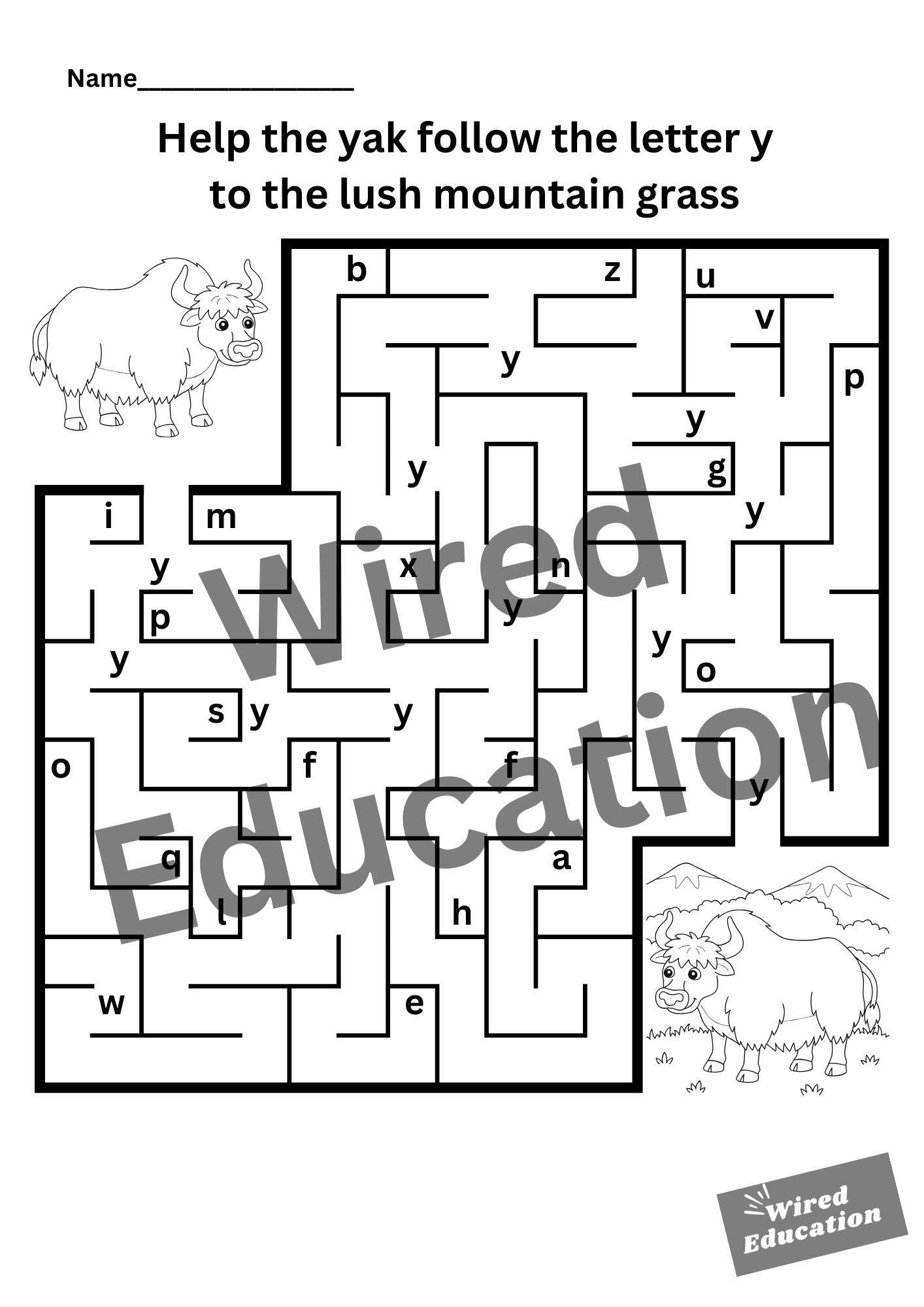 Letter Y maze