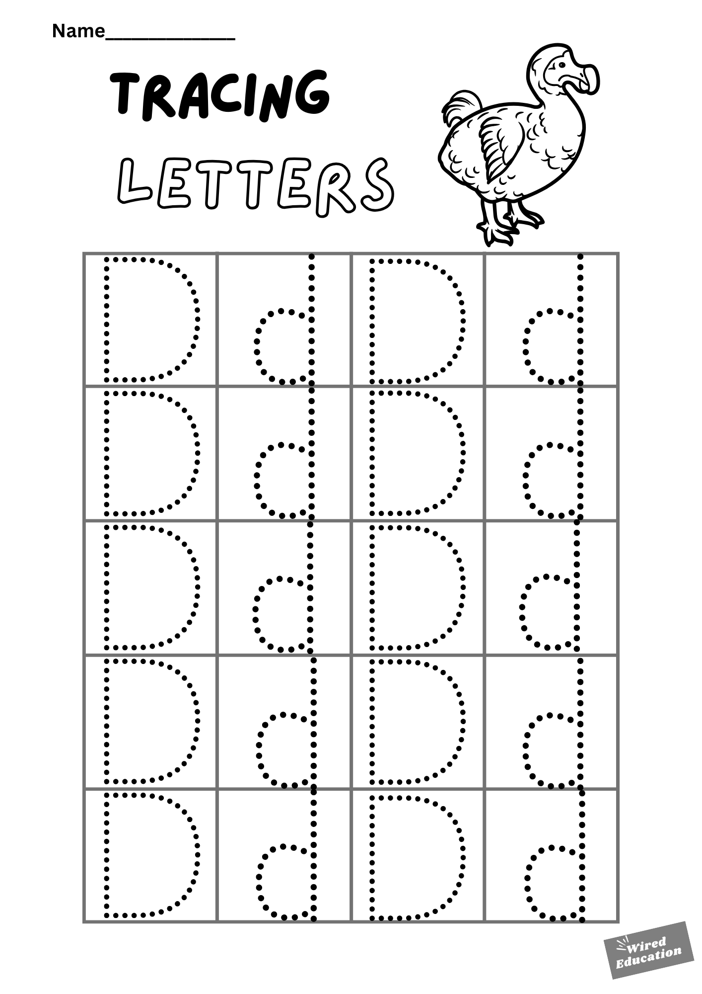 Letter tracing Dd