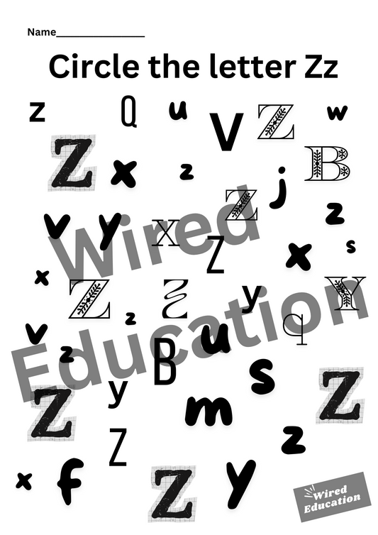 Circle the letter z