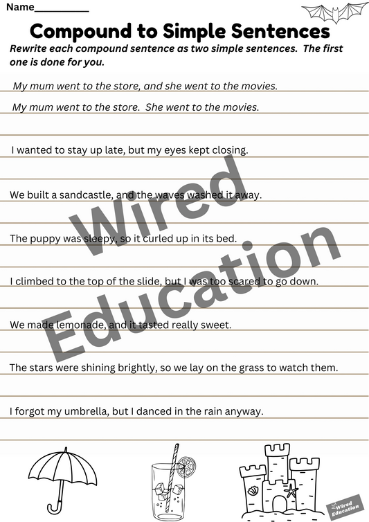 Compound to Simple Sentences