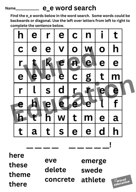 e_e word search