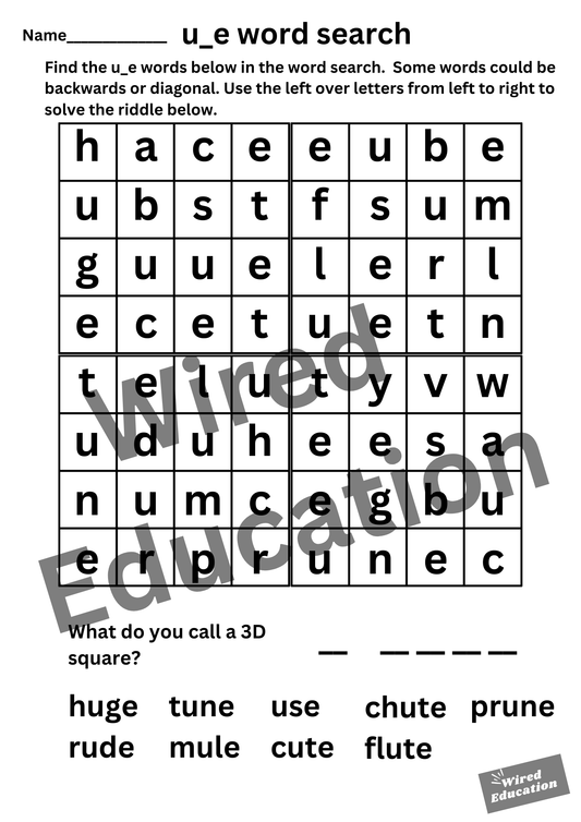 u_e word search