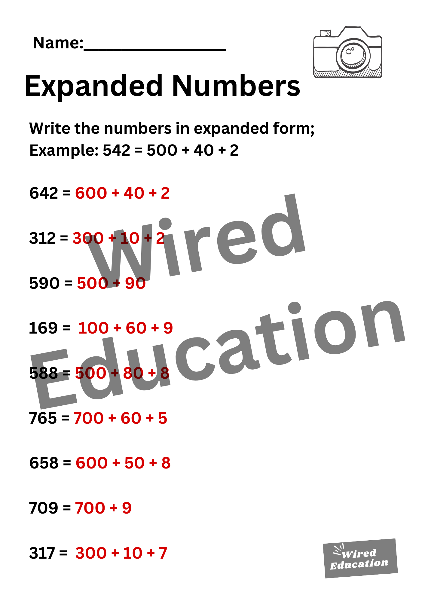 Expanded Numbers (hundreds)