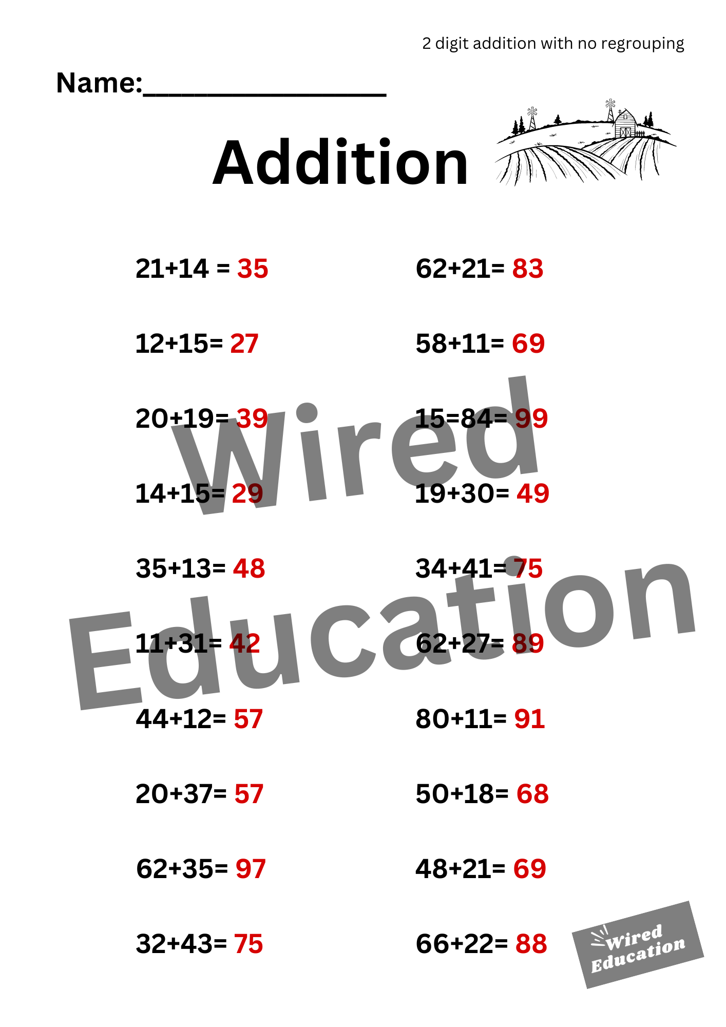 Addition (2 digit with no regrouping)