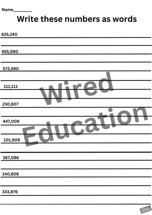 Write these numbers as words