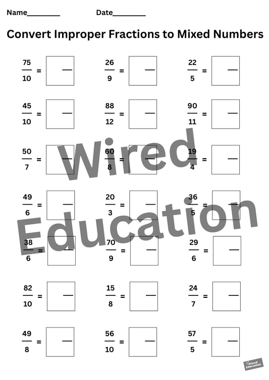 Converting improper fractions to mixed fractions