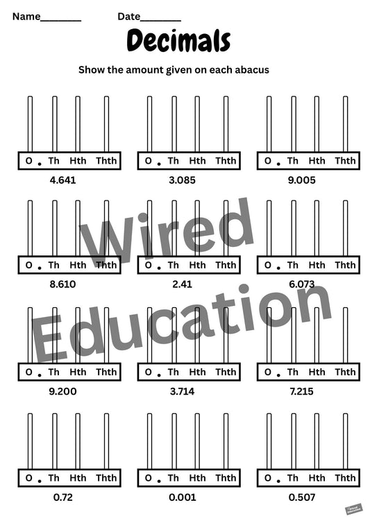 Make the decimal amount on the abacus