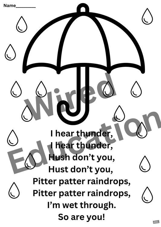 Poem: I hear thunder worksheet
