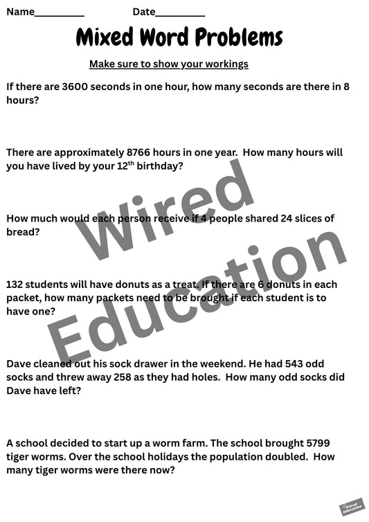 Mixed Word Problems