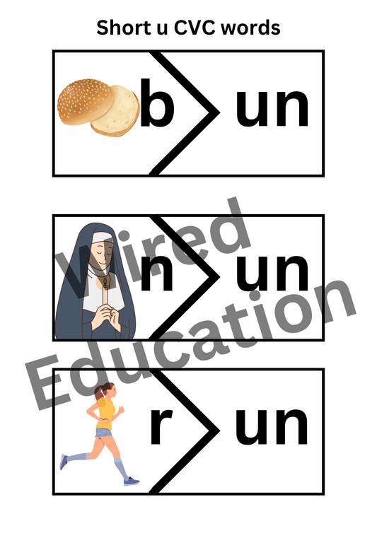 CVC short u words matching