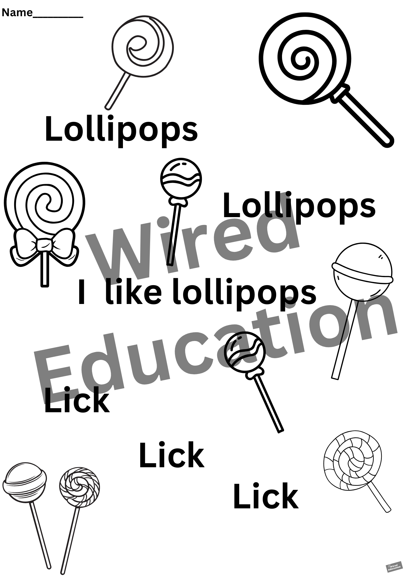Poem: Lollipops worksheet