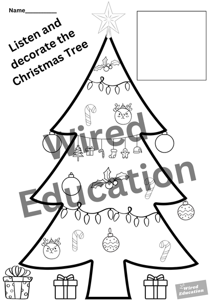 Christmas listen and colour directions