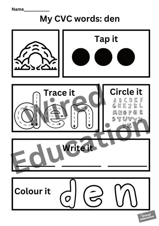My CVC words - den