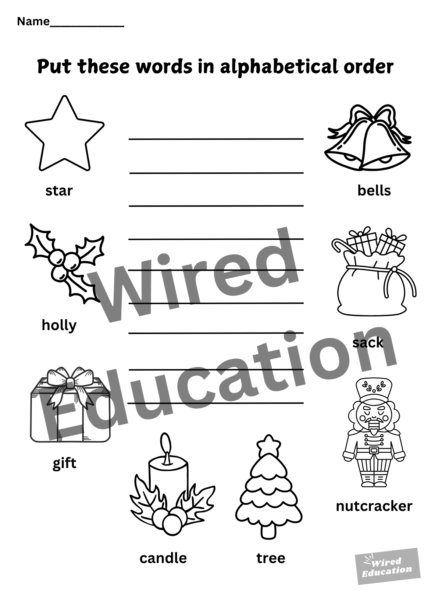 Christmas alphabetical order