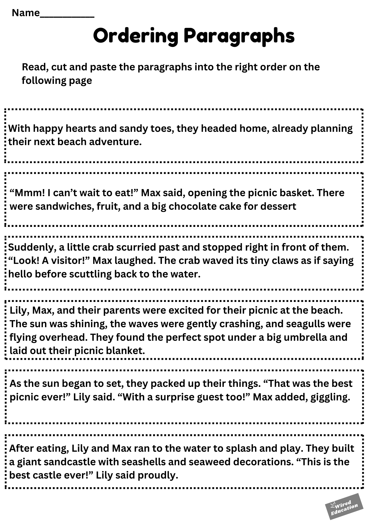 Ordering Paragraphs: beach