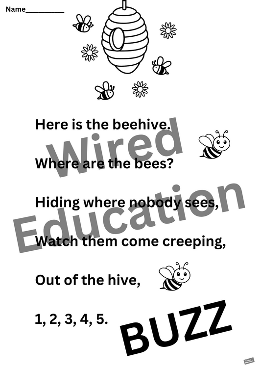 Poem: beehive worksheet