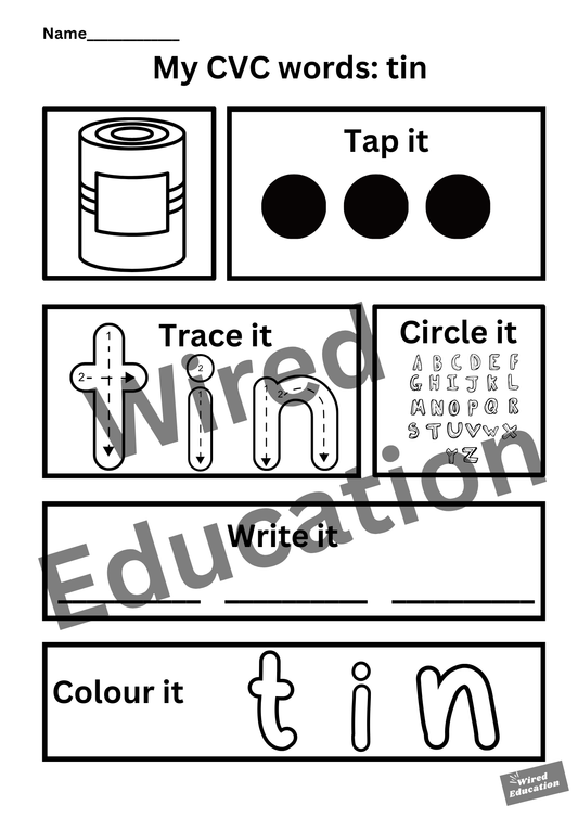 My CVC words - tin